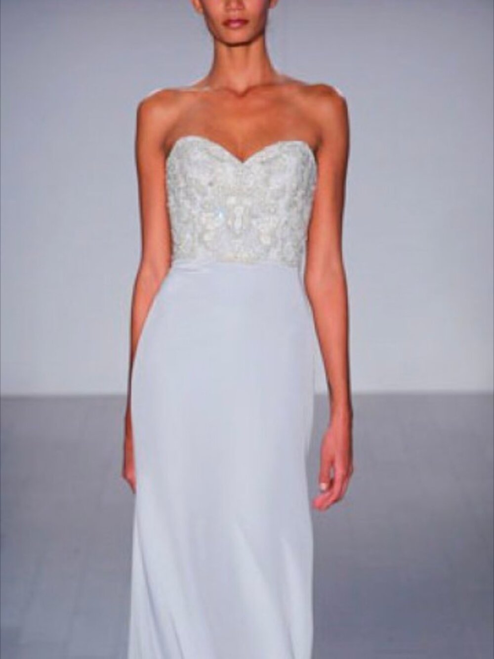 Lazaro 3515 Silk Crepe Beaded Wedding Gown Ivory Size 12
